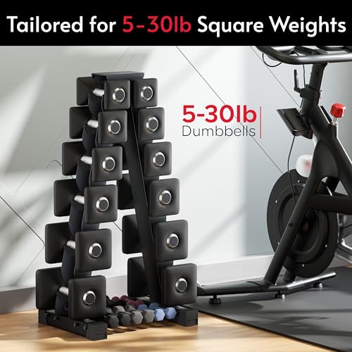6-Tier Dumbbell Rack for Peloton Weights & Square Dumbbells - Heavy Duty Storage