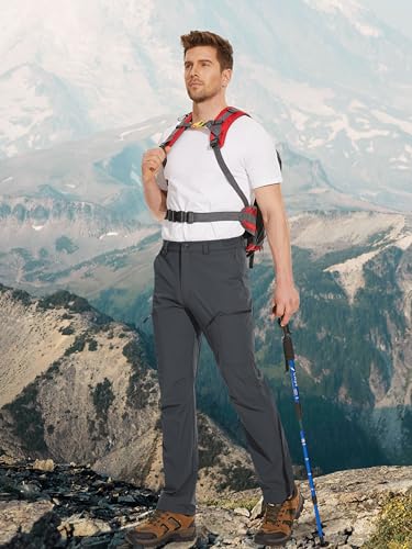 Men's Hiking Pants with 6 Pockets Water Resistant Ripstop Lightweight Quick Dry Dark Grey 34