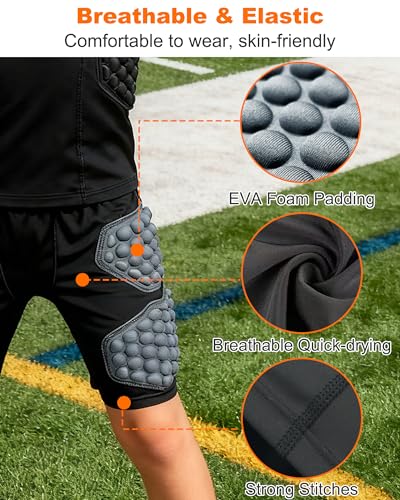 Youth Boys Football Girdle Padded Shorts with Impact Protection - Large