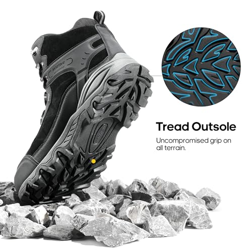NORTIV 8 Men's Waterproof Lightweight Hiking Boots - 12 Black