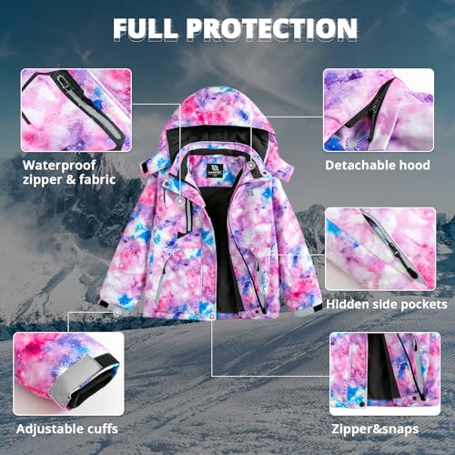Simplee Kids Girls Winter Ski Jacket Waterproof P-Purple 6-7 Years