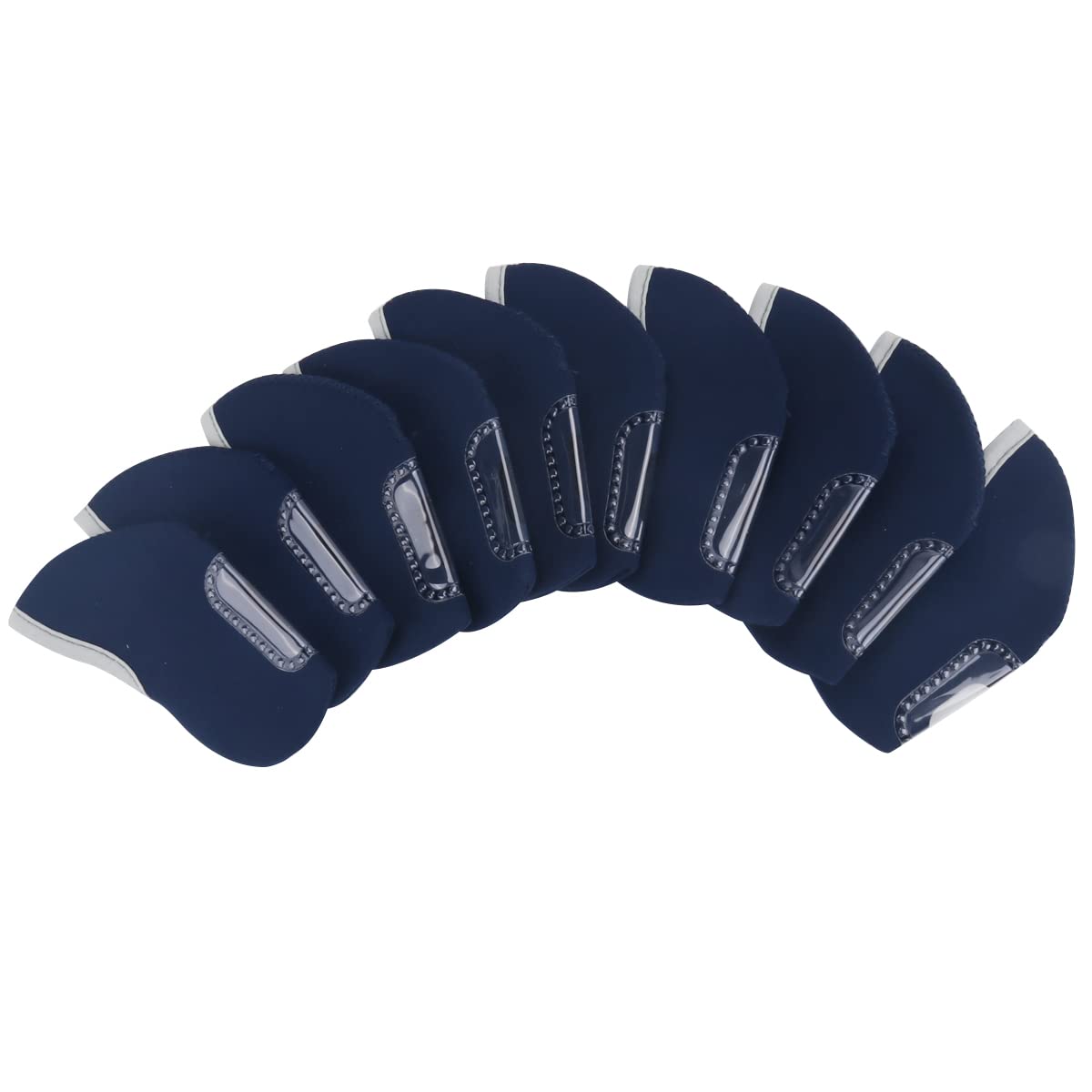 SEACLOUD 10pcs Neoprene Golf Iron Cover See Through Window Head Cover Deep Blue Headcover