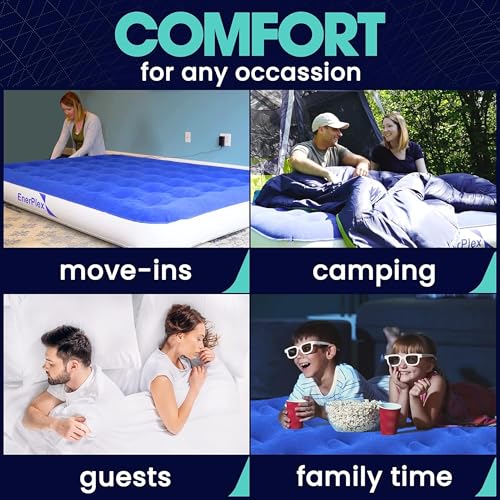 EnerPlex Queen Air Mattress 9 Inch Grey with Detachable Pump - Camping Bed