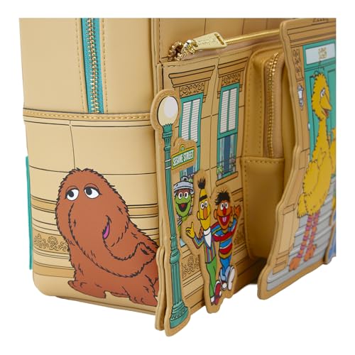 Loungefly Sesame Street Mini Backpack with Adjustable Straps, Vegan Leather