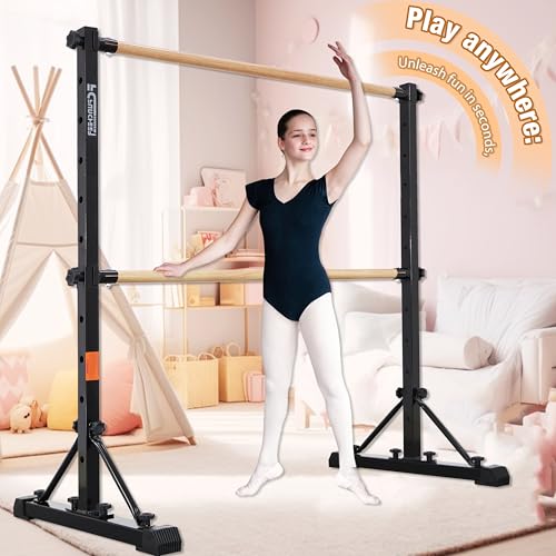 FC FUNCHEER 4FT Adjustable Wooden Ballet Barre - Portable Dance & Fitness Equipment