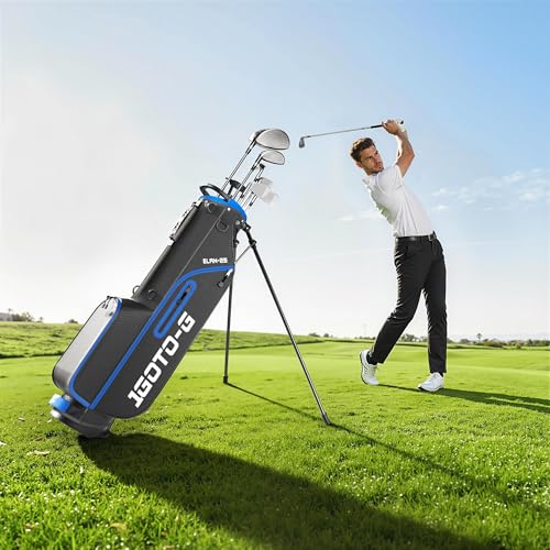 Right Hand Men's Golf Clubs Set with Stand Bag & Rain Cover - Blue, 9 Pieces