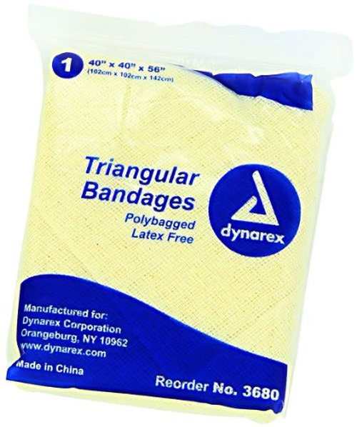 Dynarex 3680 Triangular Bandage, 7" x 4" x 4.25", Pack of 12