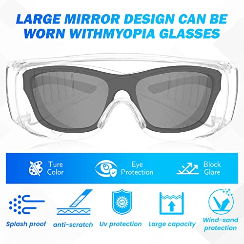 WFEANG 6-Pack Clear Over Eyeglasses Safety Glasses ANSI Z87.1 Bulk Pack