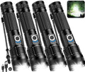 Rechargeable LED Flashlights 4 Pack Super Bright Waterproof Handheld Camping Lights