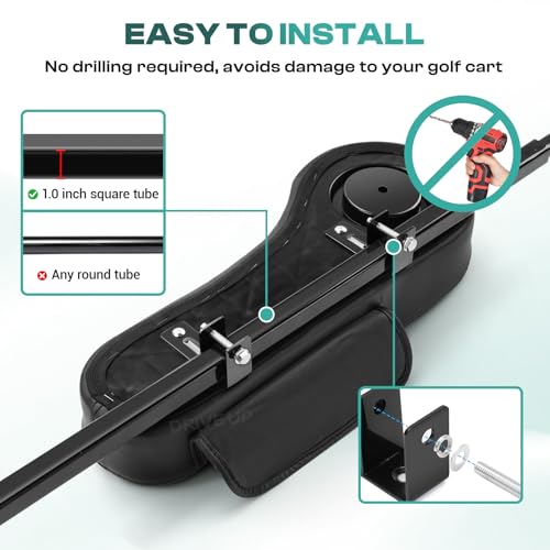 Universal Golf Cart Armrest with Cup Holder - Black for Club Car EZGO Yamaha