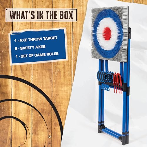 EastPoint Axe Throwing Game Set with Bristle Target & 8 Foam Axes - Backyard & Tailgate Yard Game