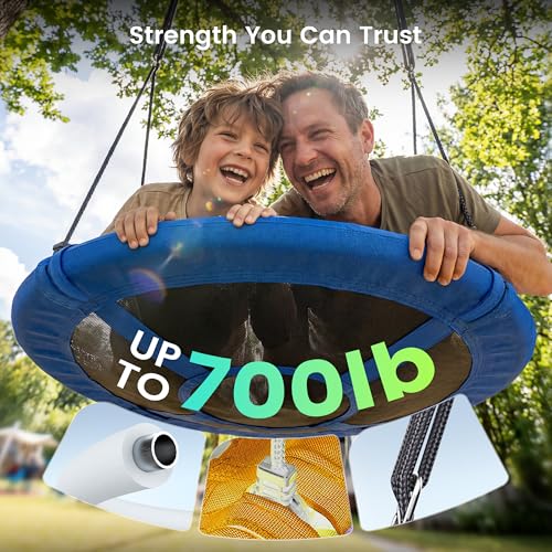 Everyfun 43-Inch Saucer Tree Swing for Kids & Adults - Blue - 700lbs Capacity