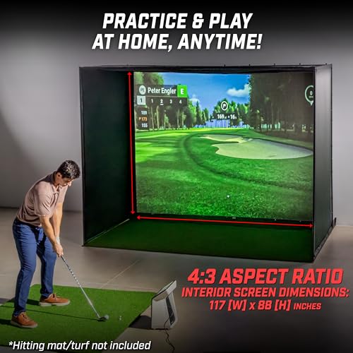 Golf Simulator Enclosure Nets Set - 10 x 8 ft Impact Screen & Frame Kit