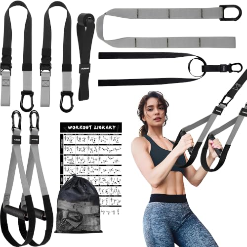 Home Resistance Training Kit with Adjustable Suspension Straps - Grey