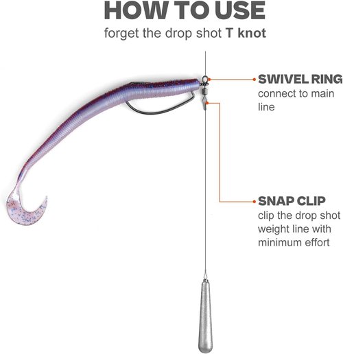 Drop Shot Rig Kit by [Brand Name] - 52-Pack with 8 Sizes of Swivel Hooks & 20 Weights for Bass Fishing