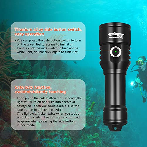 2-in-1 Dive Light with 1500 Lumens and 1000m Green Signal Beam for Underwater Communication