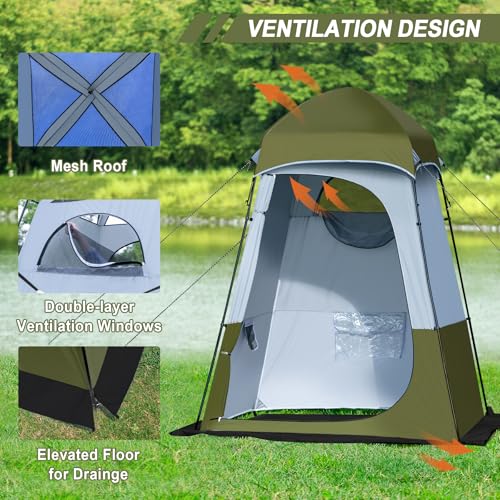 Castle Unicorn Green Camping Shower Tent 7.9 ft Extra Tall Privacy Shelter with Floor