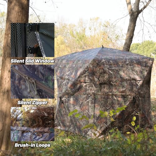 SUMSEEK 2-3 Person Double Door 360° See-Through Hunting Blind for Deer & Game