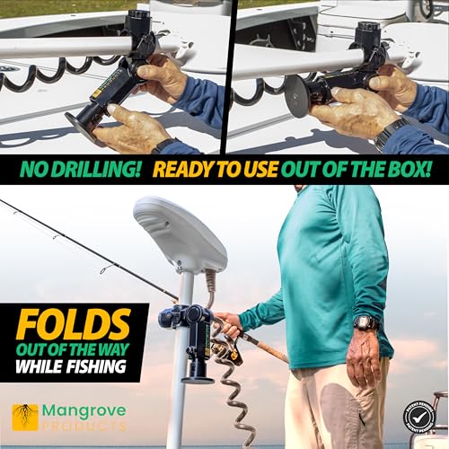 Gen3 Adjustable Trolling Motor Stabilizer - Gloss Black, No Drilling, Shock Absorber Support