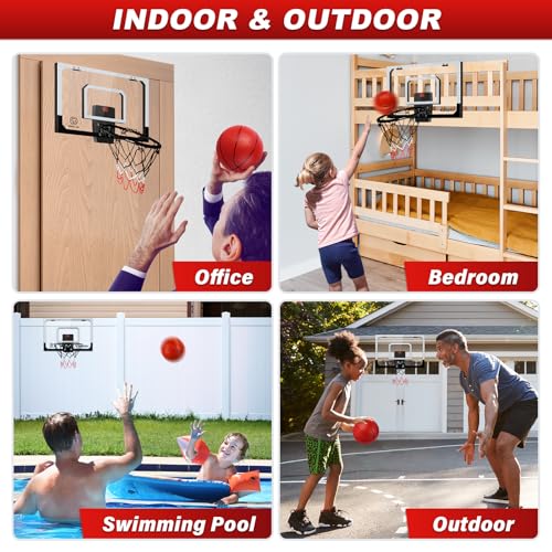 Mini Basketball Hoop Over The Door with Electronic Scoring and Accessories