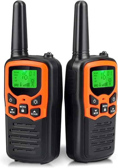 MOICO Long Range Walkie Talkies - 22 FRS Channels with LED Flashlight | Family Hiking & Camping (Orange, 2 Pack)
