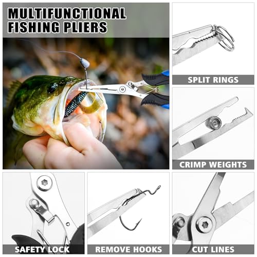 11-Piece Fishing Tool Kit with Pliers Fillet Knife Fish Gripper Gloves