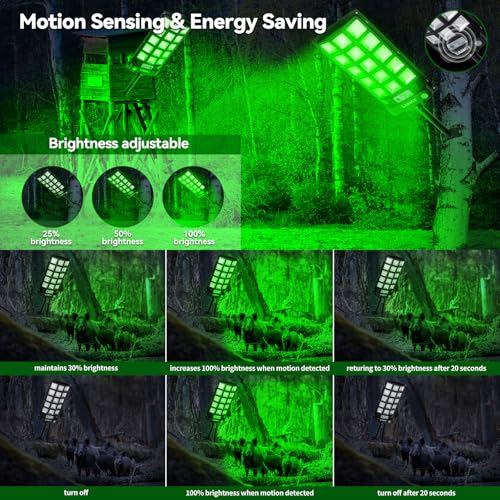 LANGY 12000LM Green Solar Hog Lights 2-Pack for Night Hunting with Remote & Bracket
