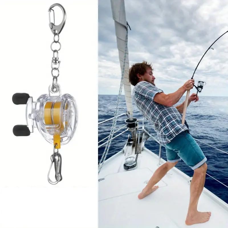 Retractable Fishing Reel Keychain - Durable Portable Angler Accessory