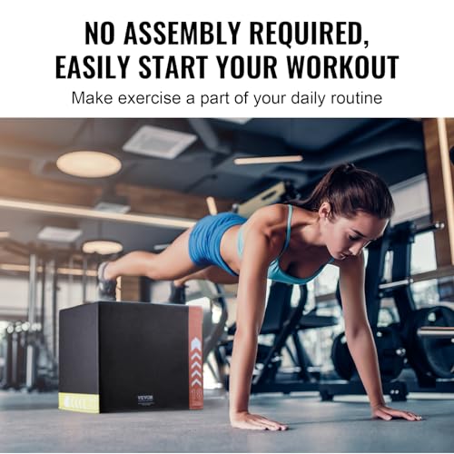 VEVOR 20x18x16 inch 3-in-1 Plyometric Jump Box - Anti-Slip Home Gym Platform
