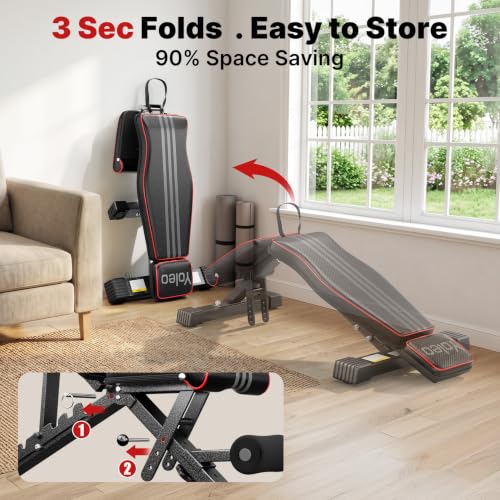 YOLEO XL Adjustable Weight Bench - 827LB Capacity, Foldable & Space Saving