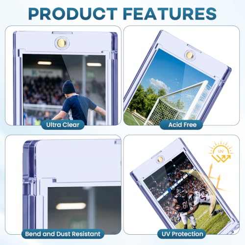 ZENOWICK 128 Pack Magnetic Card Holders 35pt One Touch Card Display Case