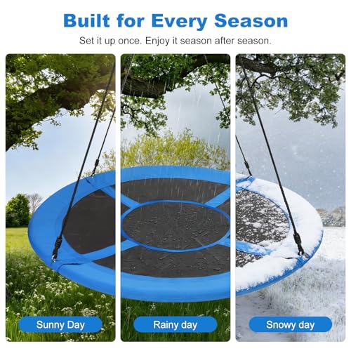 60-Inch Saucer Tree Swing for Kids & Adults, Large Backyard Swing - Blue, Classic Style