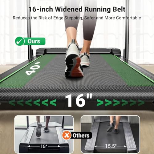 THERUN 2-in-1 Under Desk Walking Pad Treadmill with Handle Bar - Green & Black, High Speed