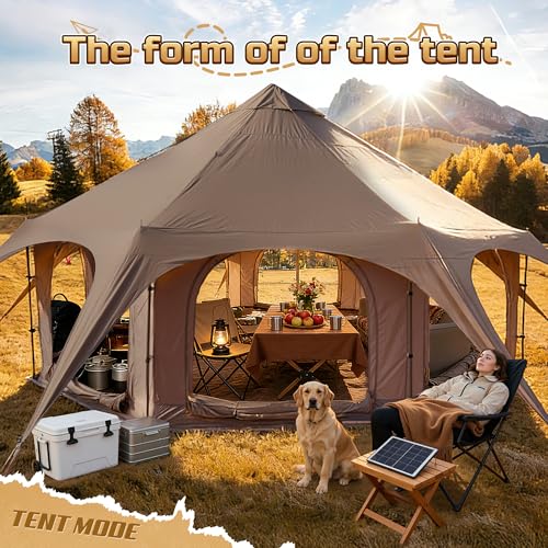 WildFinder 16.5 Ft Canvas Bell Tent with Stove Jack - Large Yurt for Camping