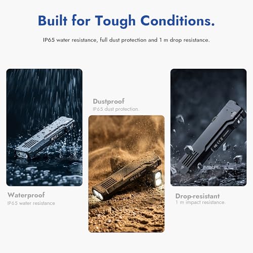 WUBEN X5 Rechargeable LED Flashlight Black, 1300 Lumens, 6 Modes, UV & Green Light