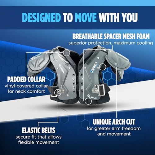 Sports Unlimited Youth Football Shoulder Pads Small Black - Arch Cut Design for All Positions