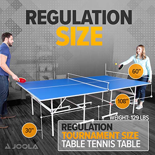 JOOLA Quadri Indoor 15mm Regulation Size Ping Pong Table with Quick Clamp Net - Compact Storage