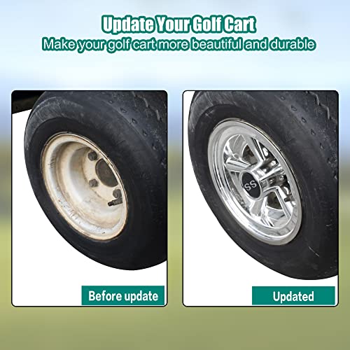 Silver 8-Inch Golf Cart Wheel Hubcaps Set of 4 - Easy Snap-On Fit for EZGO Yamaha Club Car