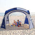 8 x 8 ft Blue Beach Tent with Side Wall Pop-up Canopy UPF50+ Sun Shelter Waterproof