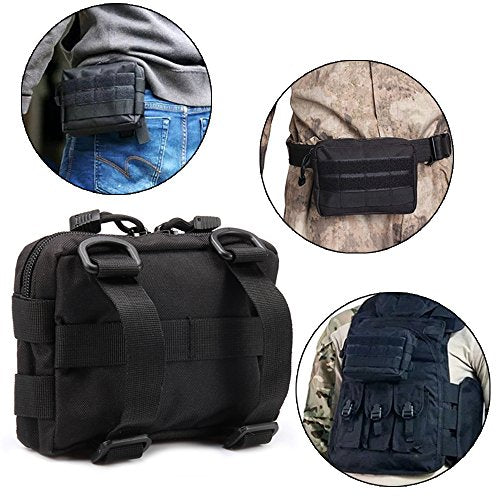 2 Pack Tactical Water-Resistant Utility Pouches - Black & Black
