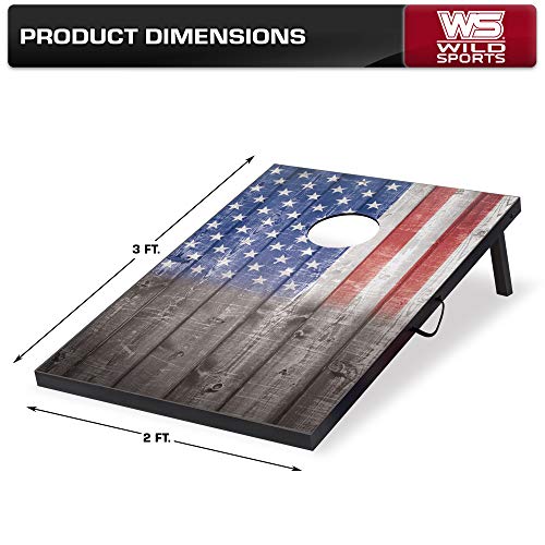 Wild Sports Stars & Stripes Cornhole Board Set with American Flag Fade Design, 2 Boards & 8 Bean Bags