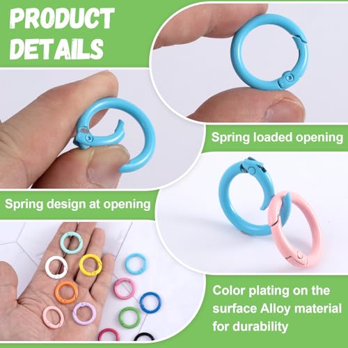 12 Colors Spring O Rings Keychain Carabiner Clips Alloy Trigger Buckle DIY Accessories - 24mm