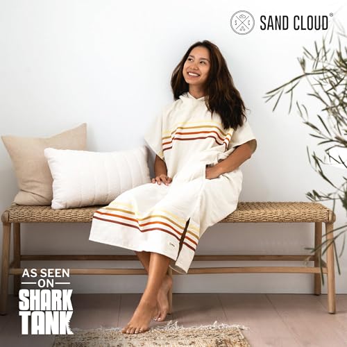 Sand Cloud Border Classic Stripe Poncho Towel for Women & Men - Lightweight & Sand-Resistant
