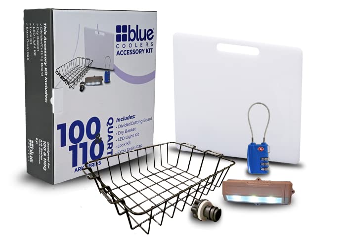 Blue Coolers 100/110 Quart Accessory Kit with Divider, Lock, Light & More