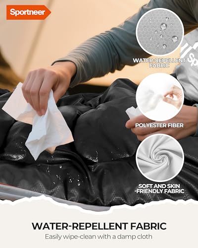 Sportneer 4.4lb 3-Season Sleeping Bag for Adults & Kids, Black & Light Gray