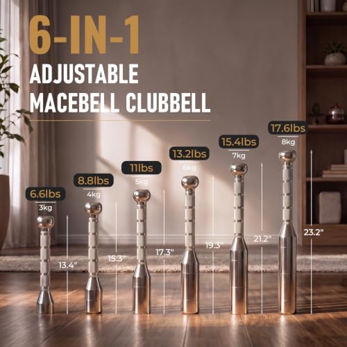 EAST MOUNT Adjustable Steel Macebell for Full Body Strength Training, 6-in-1