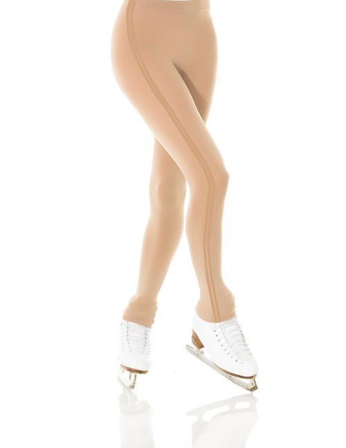 YYA Beige Figure Skating Pants High Waist Non-Stick Stretch Soft Practice Leggings for Girls Kids, 5-6 Years