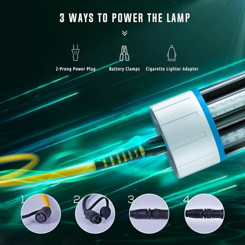 Underwater Fishing Light - Super Bright LED Fish Attractant Lamp for Boat & Docking