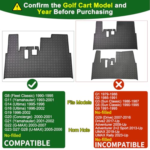 Cartalia Black Trim Golf Cart Floor Mat for Yamaha G8-G23 1990-2007, Full Coverage