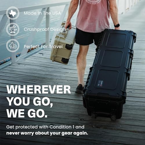 45-Inch Hard Rifle Case with Wheels & Pre-Cut Foam Black